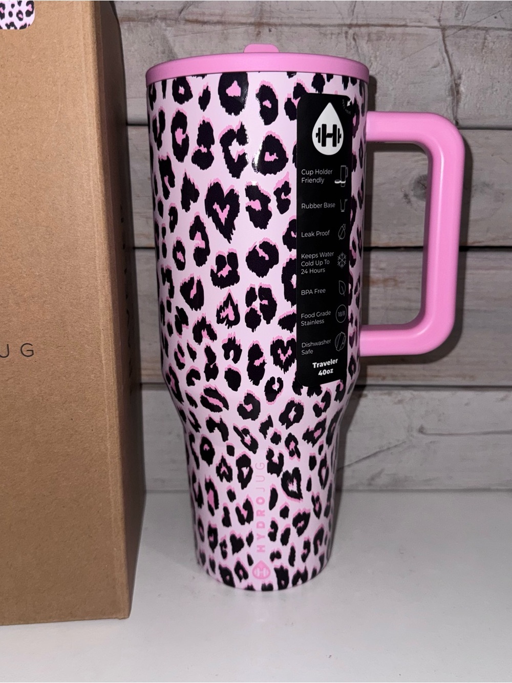 PINK x HydroJug 40oz Traveler Water Bottle Pink Leopard Limited Edition NEW